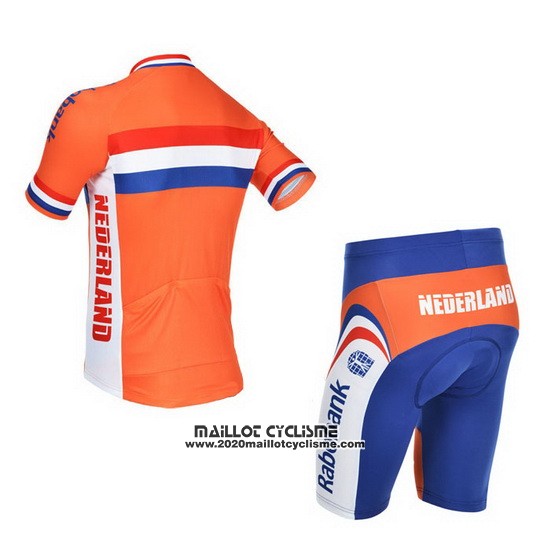 2013 Maillot Ciclismo Pays Bas Blanc et Orange Manches Courtes et Cuissard